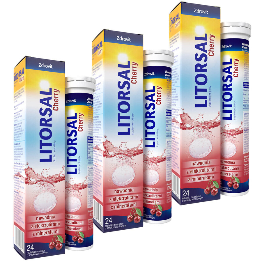 Zdrovit Litorsal Kirschgeschmack, 3 x 24 Brausetabletten