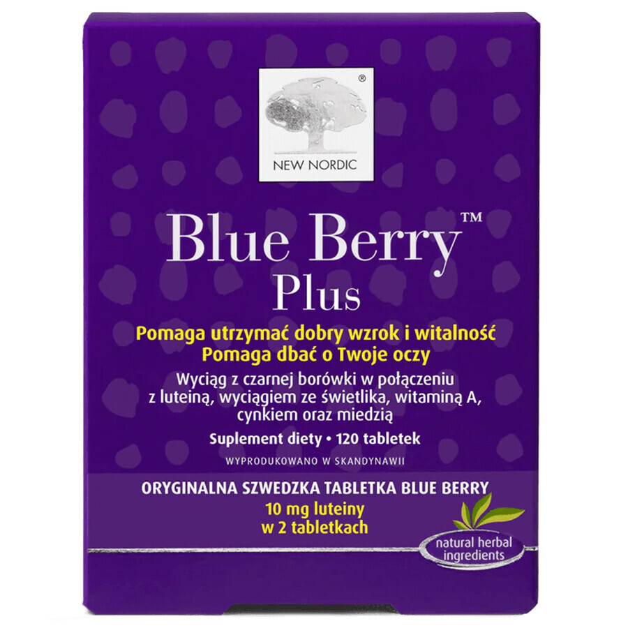 Nouveau set Nordic Blue Berry Plus, 2 x 120 comprimés + flacon avec tiroirs à médicaments gratuits