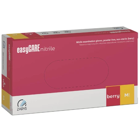 EasyCare Nitril, nitril handschoenen, niet-steriel, poedervrij, framboos, maat M, 100 stuks
