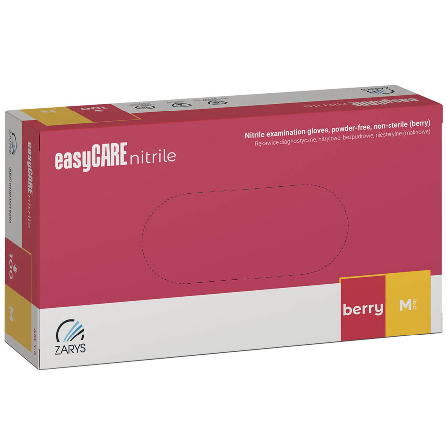 EasyCare Nitrile, guanti in nitrile, non sterili, senza polvere, lampone, taglia M, 100 pezzi