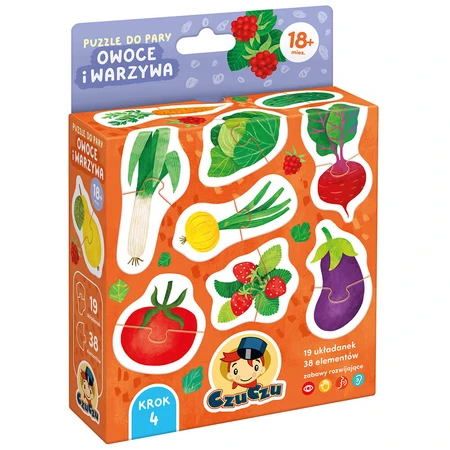 CzuCzu Paired Puzzles Obst und Gemüse, Puzzles für Kinder, ab 18 Monaten, 38 Teile