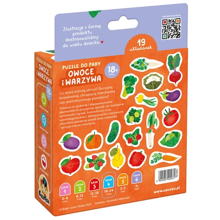 CzuCzu Paired Puzzles Obst und Gemüse, Puzzles für Kinder, ab 18 Monaten, 38 Teile