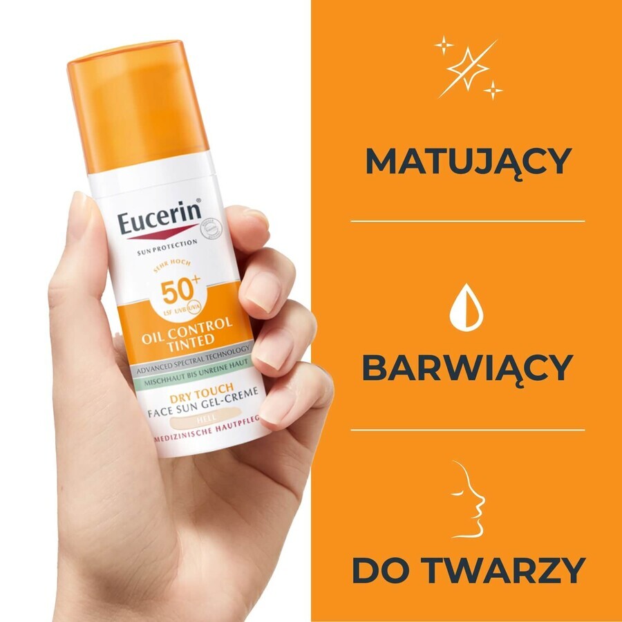 Eucerin Sun Protection Oil Control, Farbschutz-Gel-Creme, leicht, LSF 50+, 50 ml