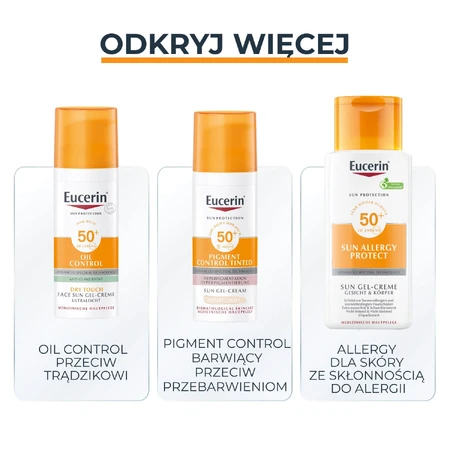 Eucerin Sun Protection Oil Control, kleurbeschermende gel-crème, licht, SPF 50+, 50 ml