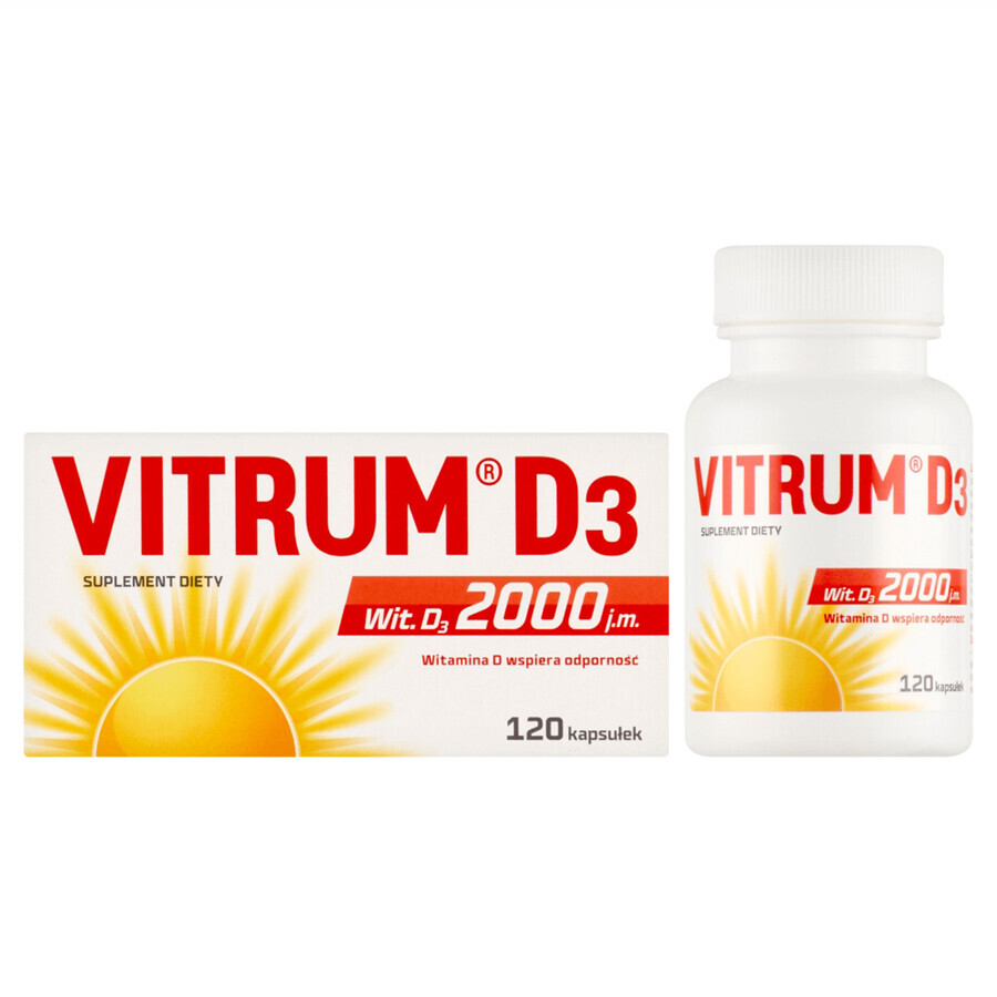 Vitrum D3 Forte, vitamin D 2000 IU, 120 capsules