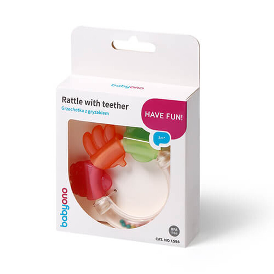BabyOno, rattle with teether, from 3 months, 1 piece