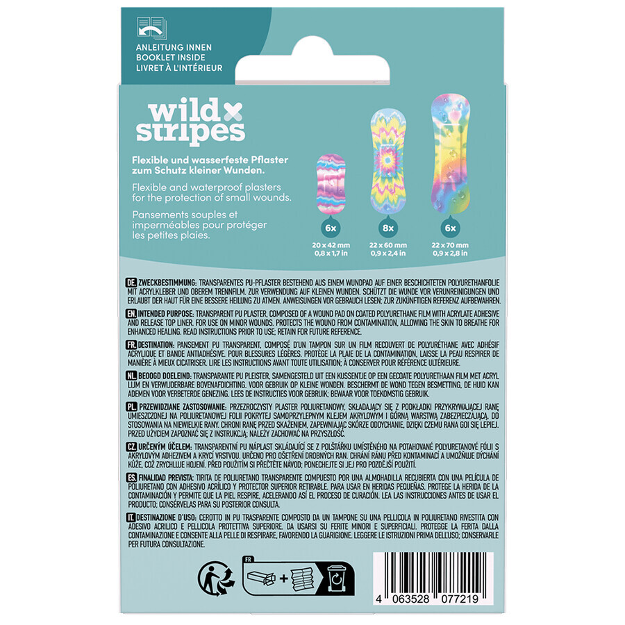 Wild Stripes Waterdicht, pleisters, Regenboog, waterbestendig, 20 stuks
