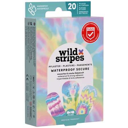 Wild Stripes Waterproof, Pflaster, Regenbogen, wasserdicht, 20 Stück