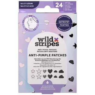 Wild Stripes Anti-Pimple Patches Holo Clear, parches para eczema con ácido salicílico, 24 unidades