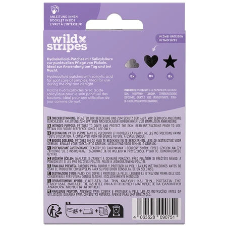 Wild Stripes Anti-Pimple Patches Holo Clear, parches para eczema con ácido salicílico, 24 unidades