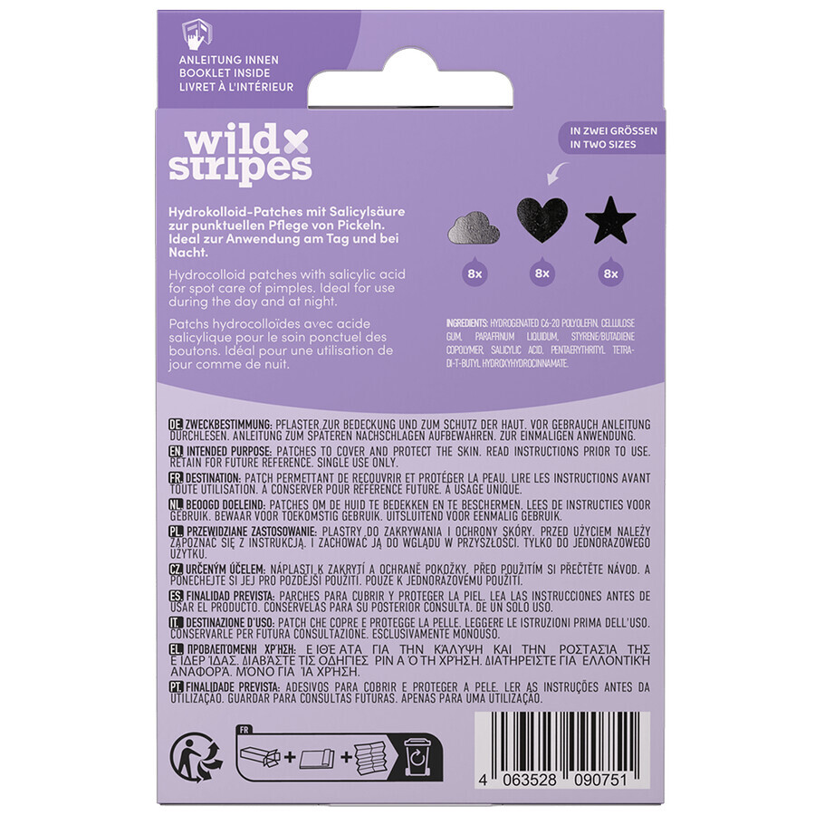 Wild Stripes Anti-Pimple Patches Holo Clear, eczema patches with salicylic acid, 24 pieces