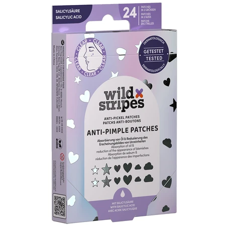 Wild Stripes Anti-Pimple Patches Holo Clear, parches para eczema con ácido salicílico, 24 unidades