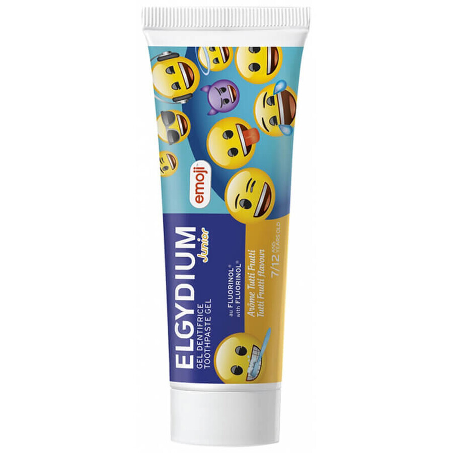 Elgydium Junior Emoji set, gel dentífrico para niños, Tutti-frutti, 7-12 años, 2 x 50 ml