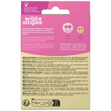 Wild Stripes Anti-Pimple Patches Smile Stop, parches para eczema con aceite del árbol del té, 24 unidades