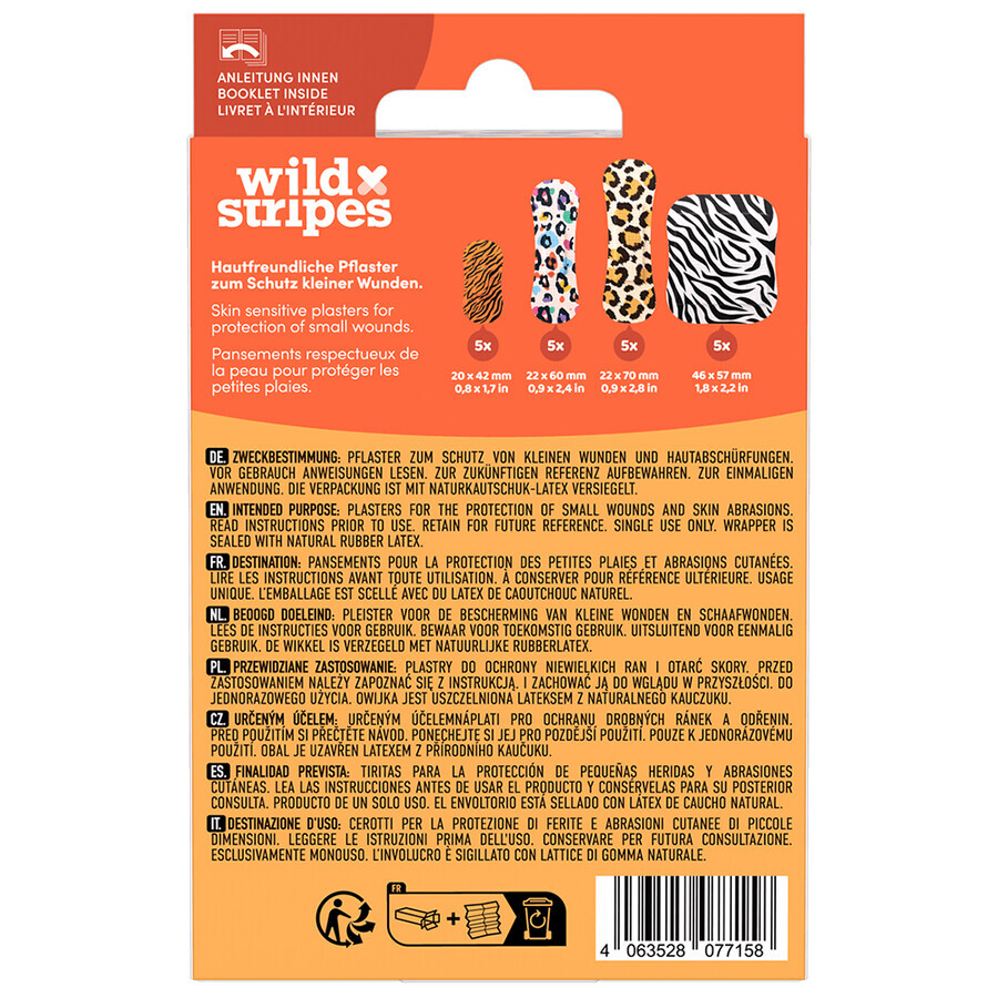 Wild Stripes Classic Sensitive, cerotti, Animale, 20 pezzi