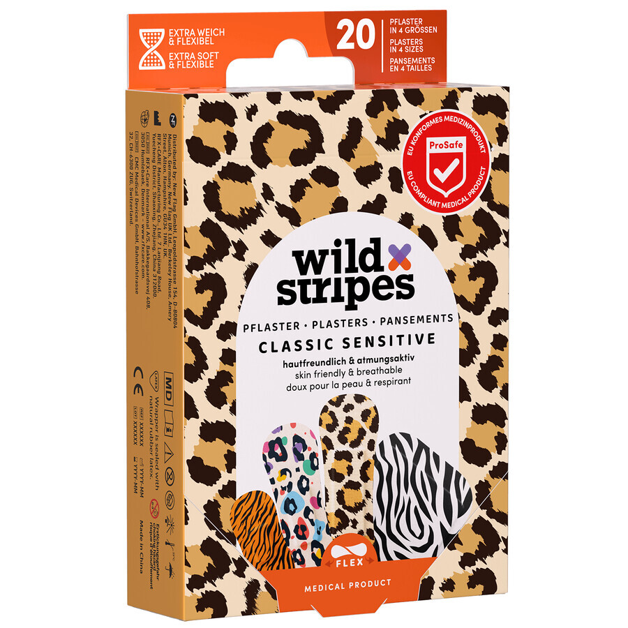 Wild Stripes Classic Sensitive, cerotti, Animale, 20 pezzi
