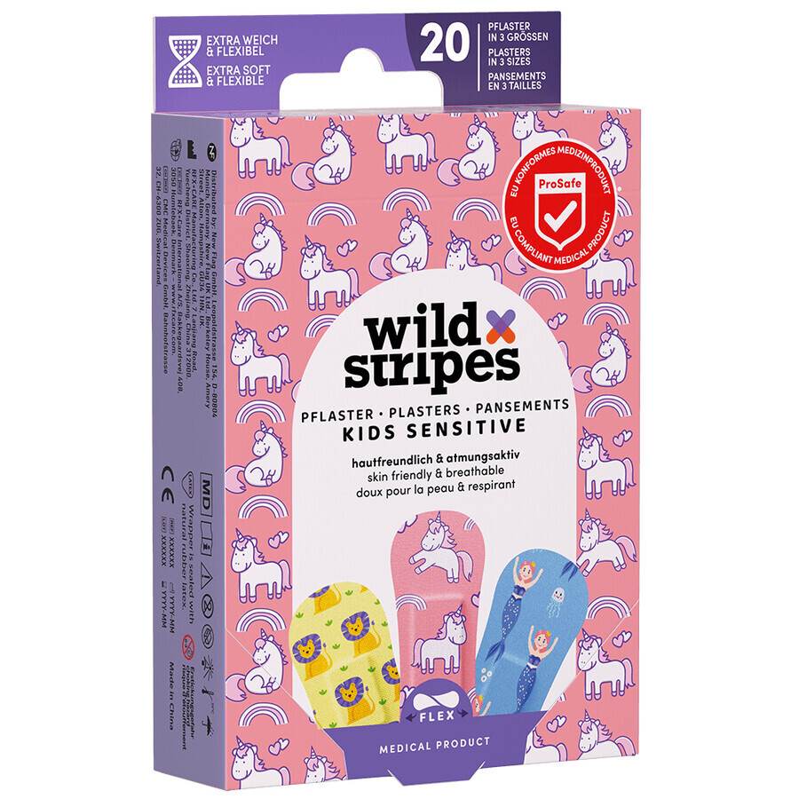Wild Stripes Kids Sensitive, children's patches, Fantasy, 20 pieces