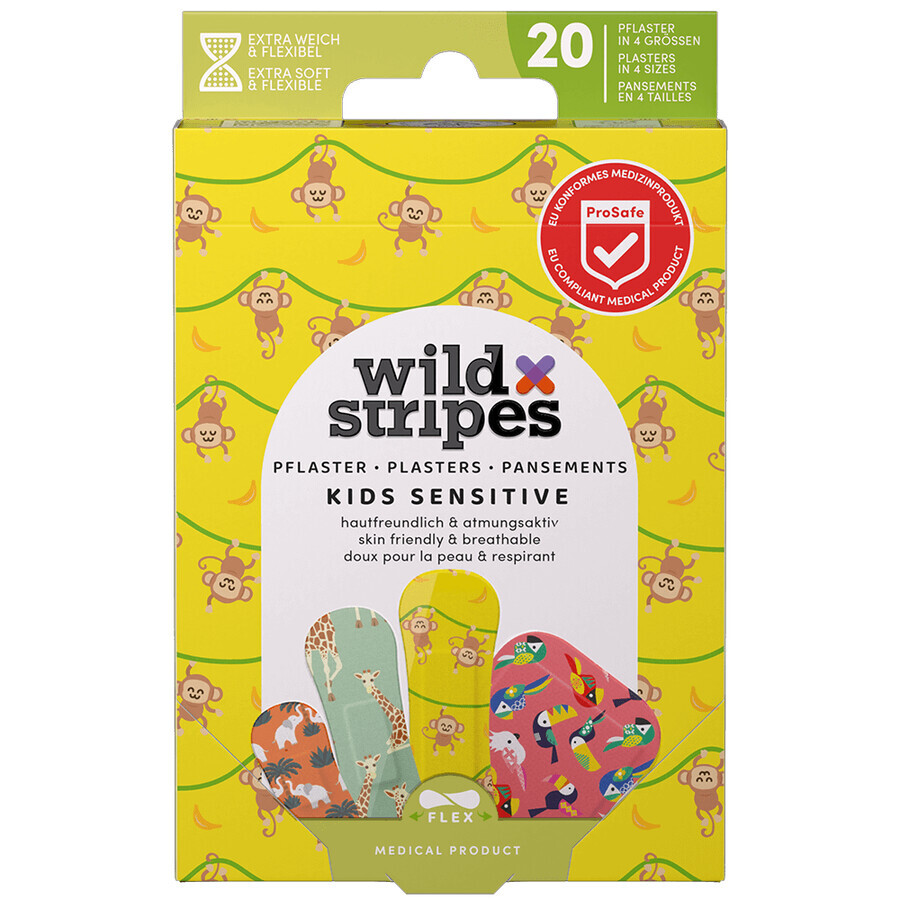 Wild Stripes Kids Sensitive, Dschungelpflaster, 20 Stück