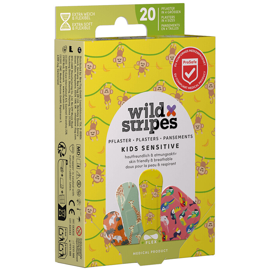 Wild Stripes Kids Sensitive, Dschungelpflaster, 20 Stück