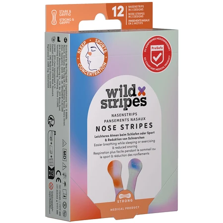 Plasturi pentru nas Wild Stripes Sunrise, plasture respirabil pentru nas, 12 bucăți