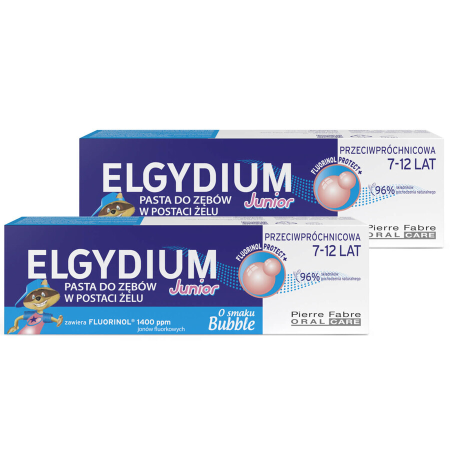 Elgydium Junior Bubble set, children's toothpaste, 7-12 years, 2 x 50 ml