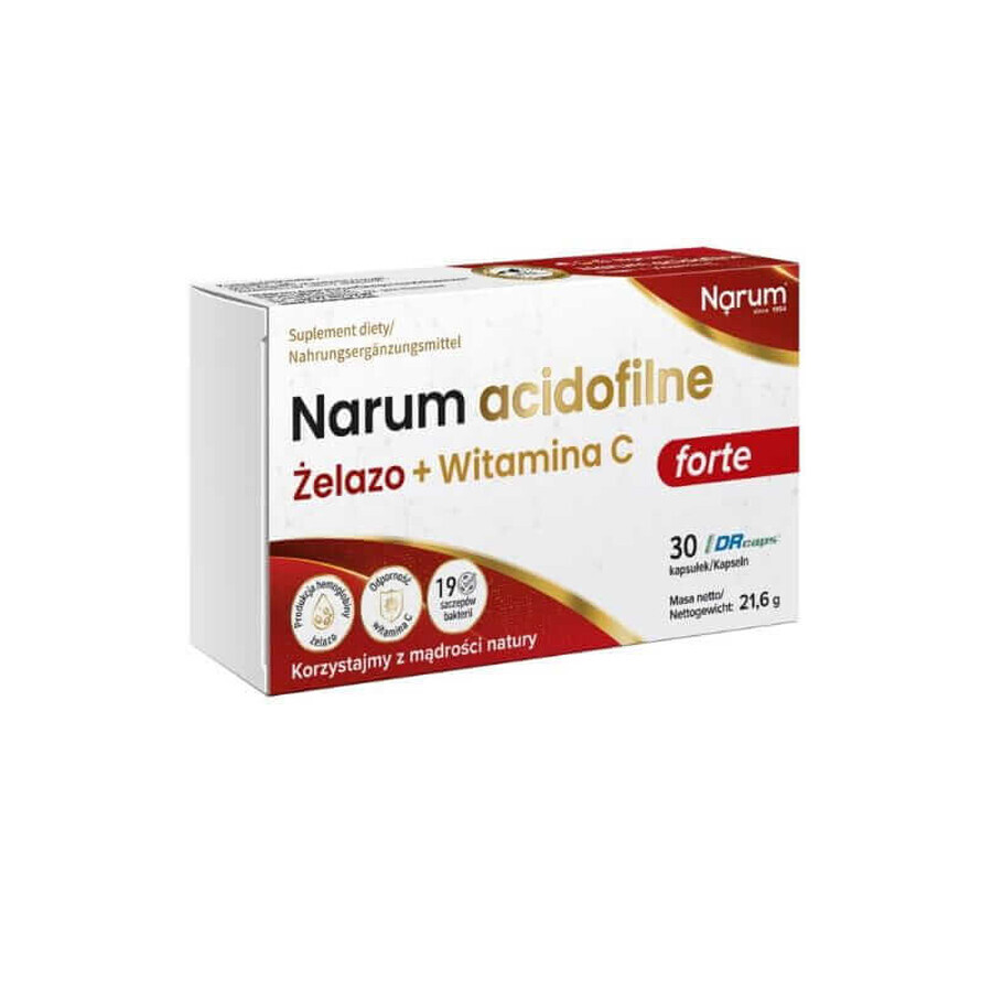 Narum Acidophilus IJzer + Vitamine C 600 mg, 30 capsules