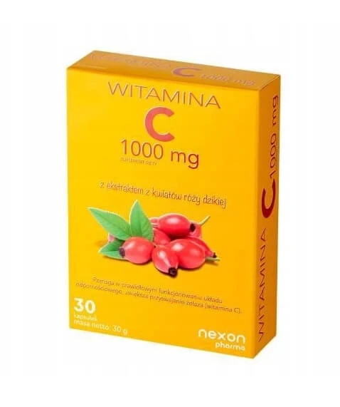 Vitamin C 1000 mg with rosehip flower extract, 30 capsules