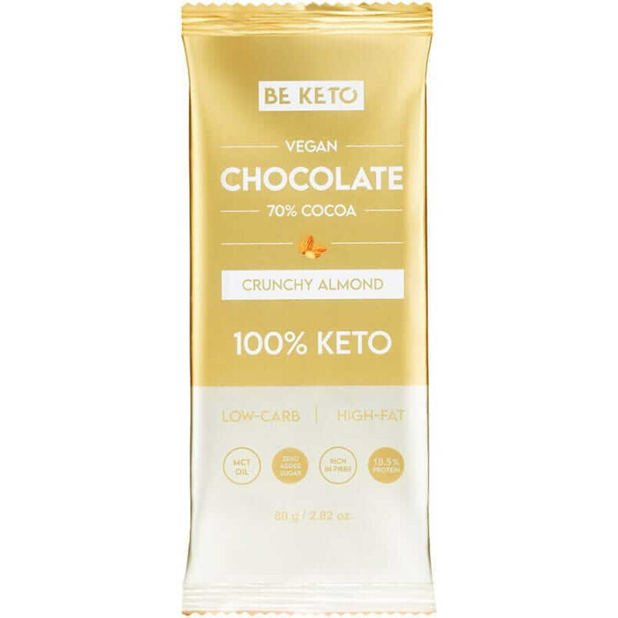 Cioccolato Vegano Keto con Olio MCT - Mandorla Croccante 80g BeKeto