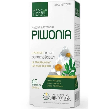 Peonía 600 mg, 60 cápsulas Medica Herbs