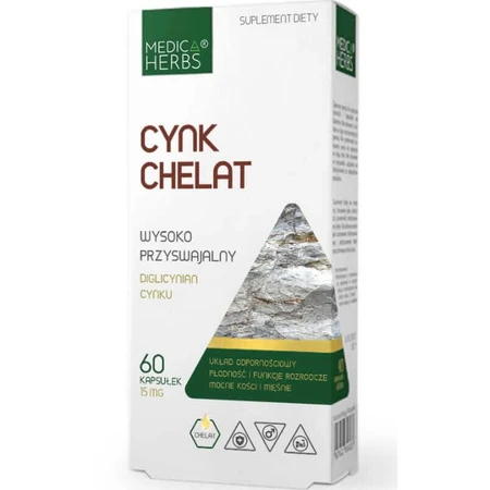 Zinc Chelate - zinc diglycinate 15mg, 60 capsules Medica Herbs