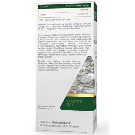 Zinc Chelate - zinc diglycinate 15mg, 60 capsules Medica Herbs