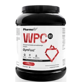 WPC 80 concentrado de proteína de suero Instantáneo (fresa) 700 g GymFood Pharmovit