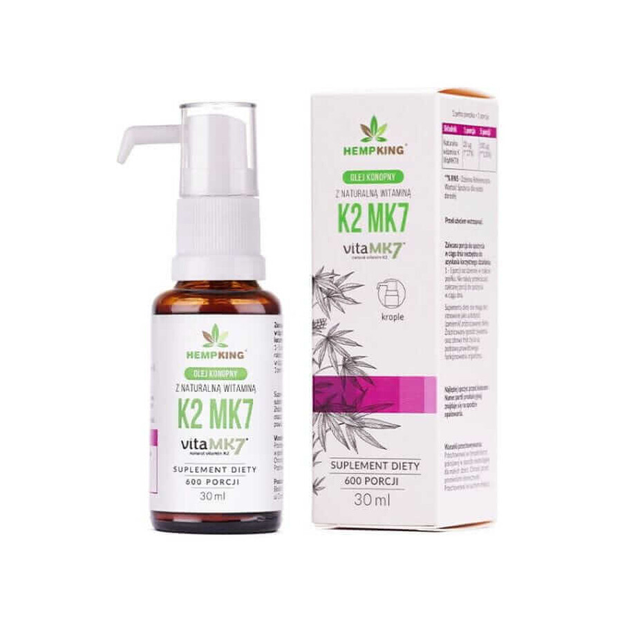 Vitamine K2 MK7 dans l'huile de chanvre BIO 30 ml HempKing