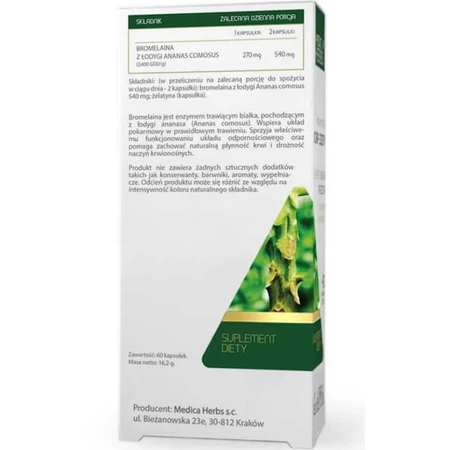 Bromelina 270mg, 60 capsule Erbe Medica