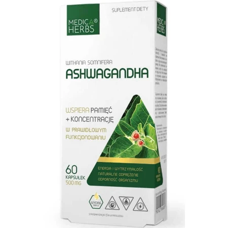 Ashwagandha 500mg, 60 Kapseln Medica Herbs
