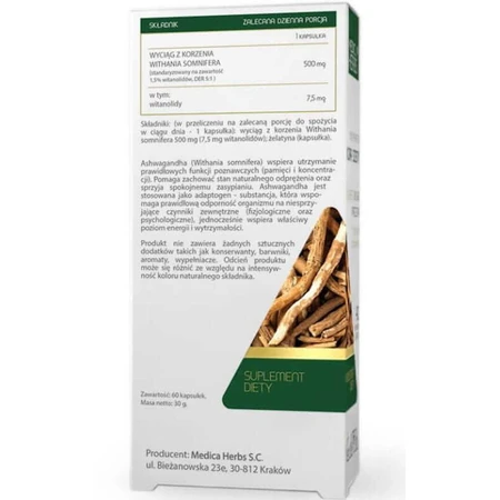 Ashwagandha 500mg, 60 Kapseln Medica Herbs