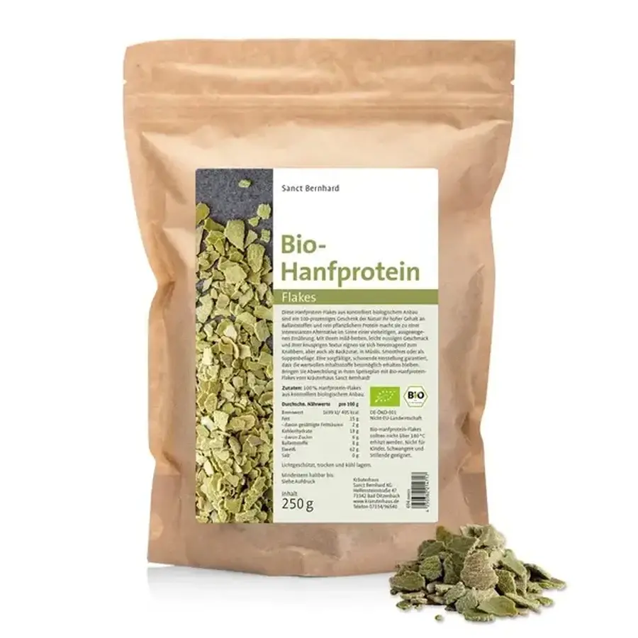 Proteína de cáñamo bio 250 g - copos Sanct Bernhard