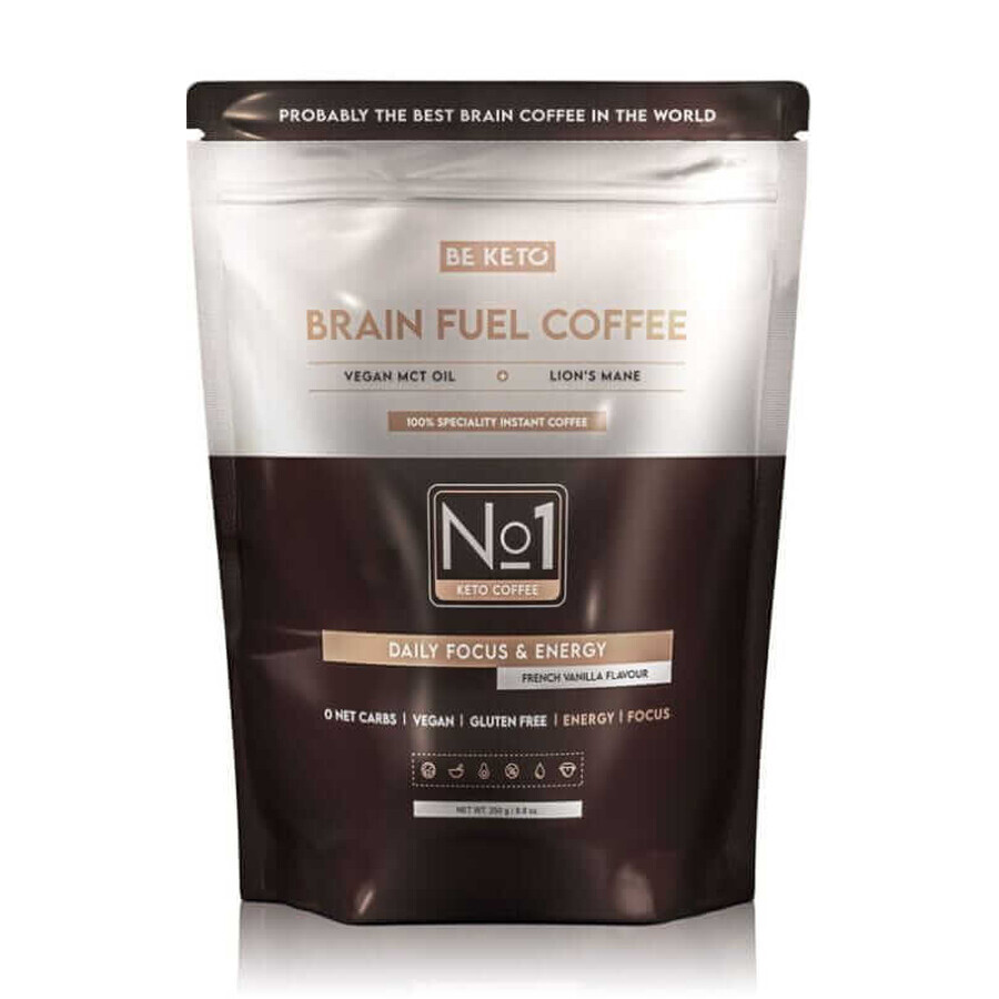 Cafea solubilă - Brain Fuel (ulei MCT și coamă de leu) - Vanilie franceză 250g BeKeto