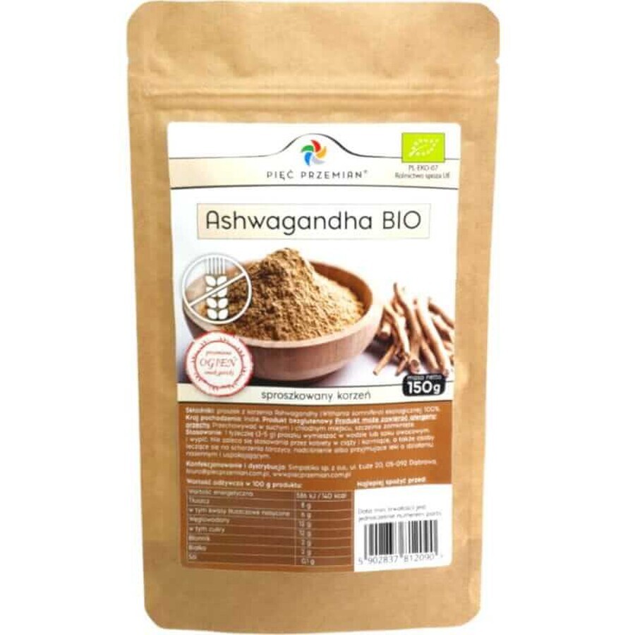 Gluten-free ashwagandha BIO 150g FIVE CHANGES
