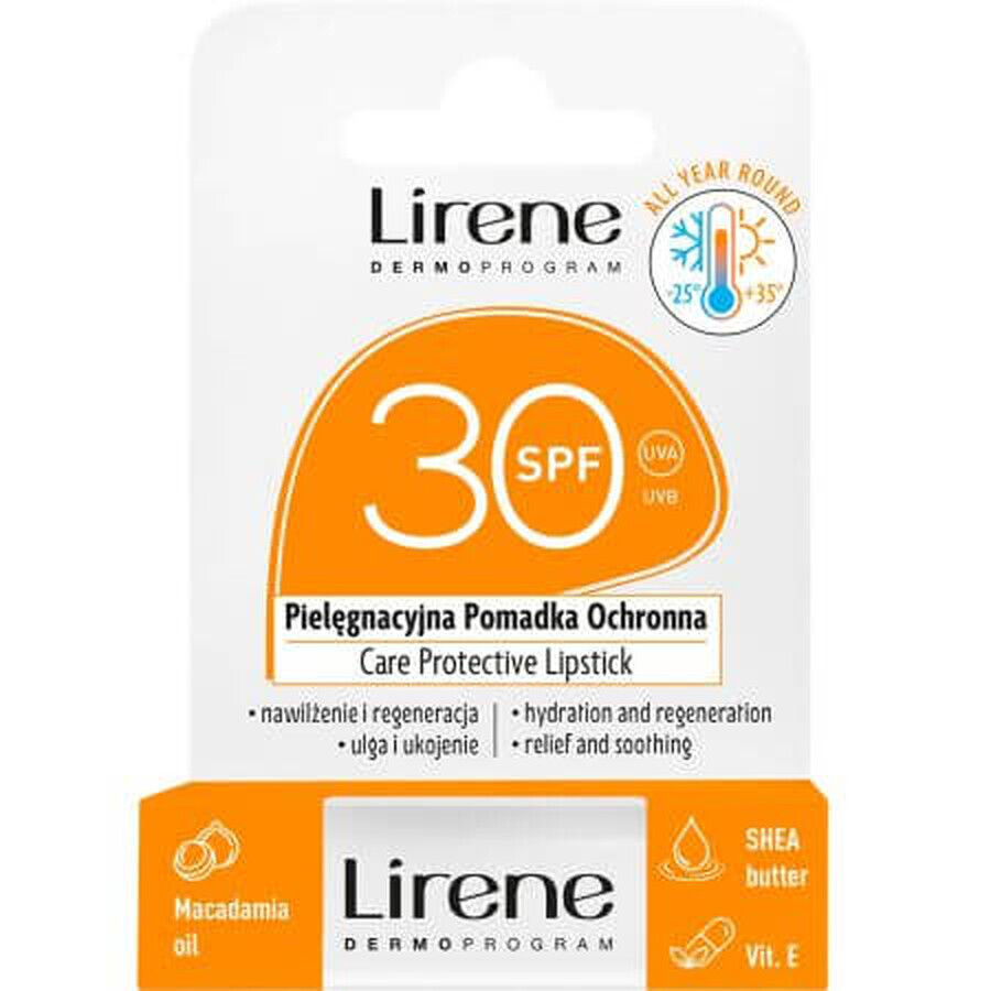 Baume à lèvres en stick avec protection solaire SPF30, 4.6 g, Lirene