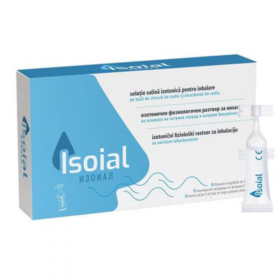 Solución salina para nariz tapada Isoial, 15 viales x 5 ml, Naturpharma