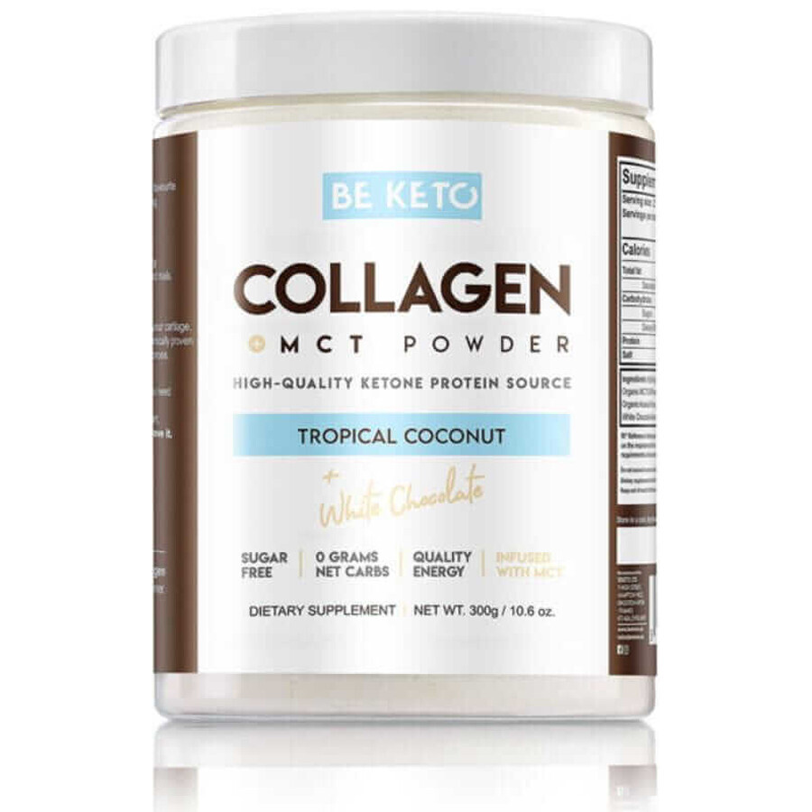 Collagène Keto avec huile MCT - noix de coco et chocolat blanc 300g BeKeto