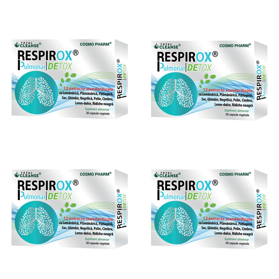 Respirox Pulmonary Detox Total Cleanse, 4x30 gélules, Cosmo Pharm
