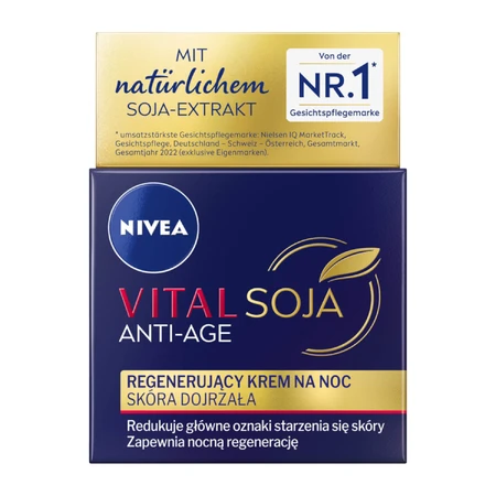Nivea Vital Soya Anti-Age, crema de noche regeneradora, pieles maduras, 50 ml