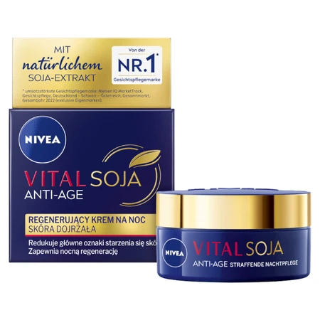 Nivea Vital Soya Anti-Age, crema de noche regeneradora, pieles maduras, 50 ml