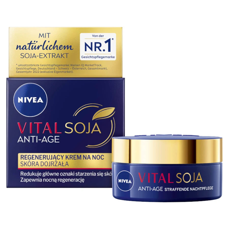 Nivea Vital Soya Anti-Age, crema de noche regeneradora, pieles maduras, 50 ml