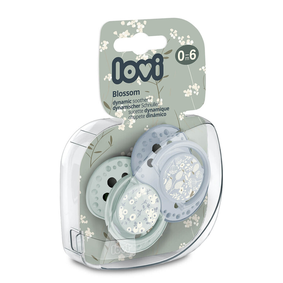 Lovi, pacifier, silicone, dynamic, Blossom Boy, 0-6 months, 2 pieces