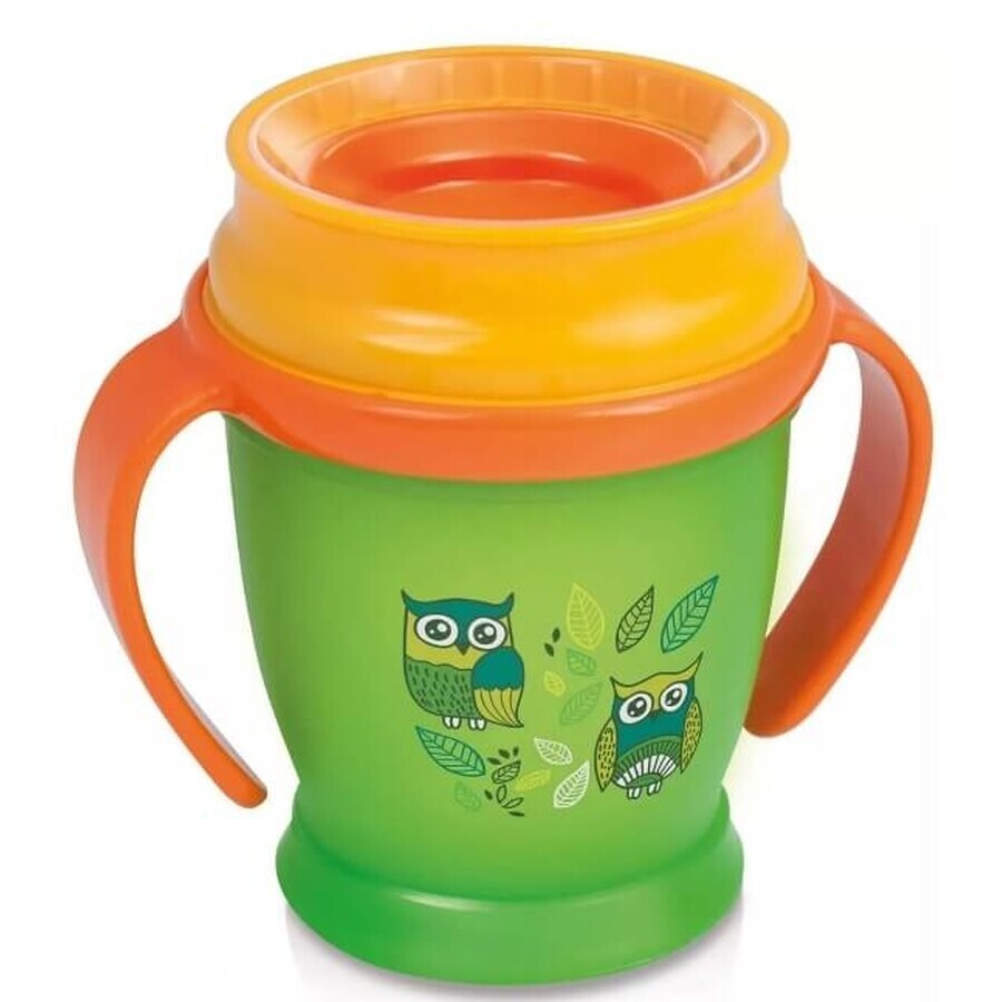 Lovi 360 Mini cup with handles 9m+ green-orange Folky 210ml