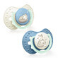 Lovi Night &amp; Day, t&#233;tine, silicone, dynamique, gar&#231;on, 0-6 mois, 2 pi&#232;ces