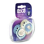 Lovi Night & Day, pacifier, silicone, dynamic, Boy, 0-6 months, 2 pieces Lovi Night & Day, pacifier, silicone, dynamic, Boy, 0-6 months, 2 pieces